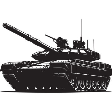 Military tank silhouette vector. Military vehicle silhouette for icon, symbol or sign. Armored tank symbol for military