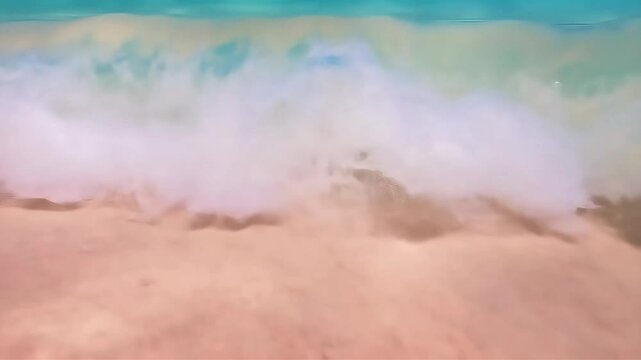 white ocean waves gently washing on sandy beach shore