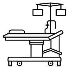 Line Art Operating Room Medical Table Monitor Equipment