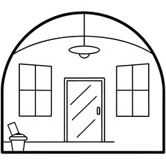 Line Drawing Simple Modern Building Entrance sketch