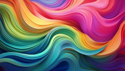 Obraz premium a vibrant abstract design featuring swirling colors of pink green blue and yellow creating a dynamic textured wave effect