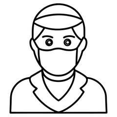 Minimalist Black Line Drawing Masked Surgeon doctor