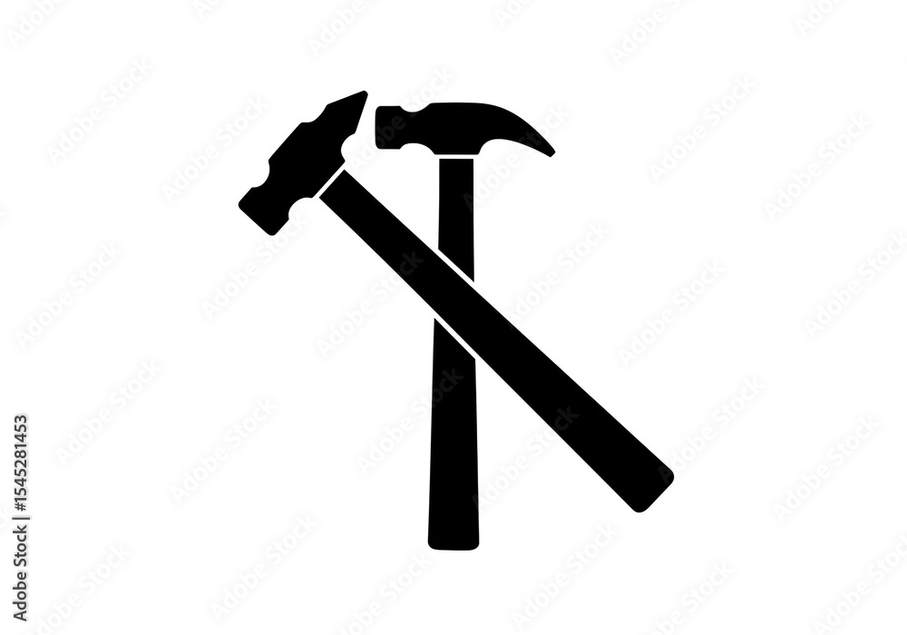 Aufkleber two black hammers crossed over each other in a simple graphic design on a white background image