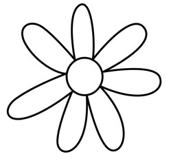 Cute cartoon hand drawn vector flower outline.