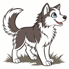 Obraz premium A bright-eyed blue-eyed husky with fluffy fur and friendly expression in crisp vector detail