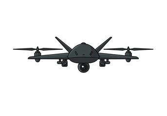 Fototapeta premium Illustration of a dark gray drone with propellers and a camera on a white background