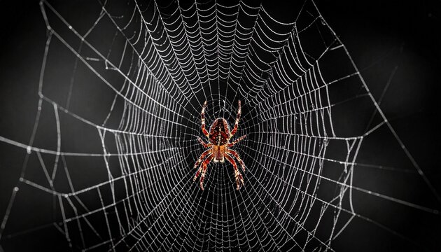 The poisonous spider species is waiting on its web and is a beautiful design example
