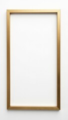 Thin gold rectangular frame isolated on white, frame mockup, gold rectangle, frame