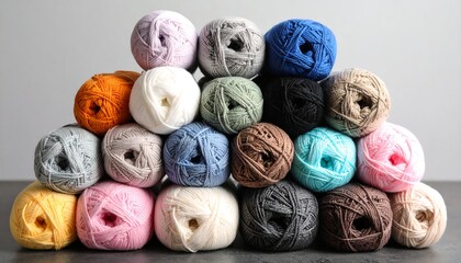 Colorful Yarn Balls Stacked.