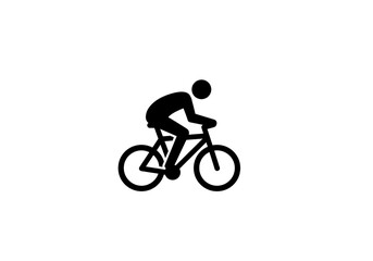 Obraz premium A simple black and white illustration of a cyclist riding a bicycle on a white background image