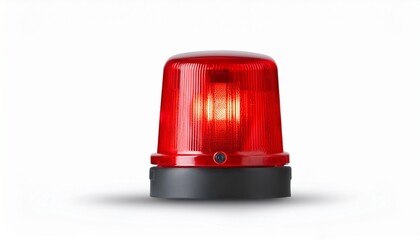 red flashing police car siren light isolated on white white background