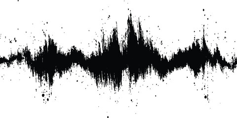 Black audio wave illustration. Vector brush grunge texture rough black scratches splatter grunge distressed background. © Design House