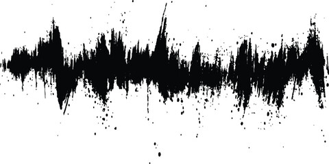 Obraz premium Black audio wave illustration. Vector brush grunge texture rough black scratches splatter grunge distressed background.