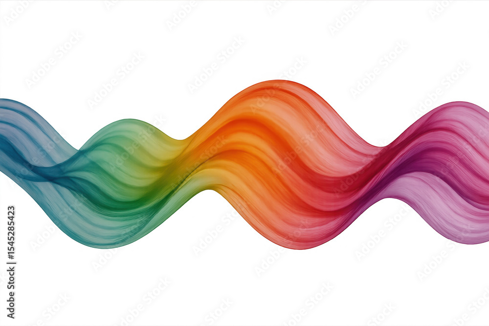 Poster smooth colorful wave flowing on transparent background, creating a vibrant and dynamic abstract desi