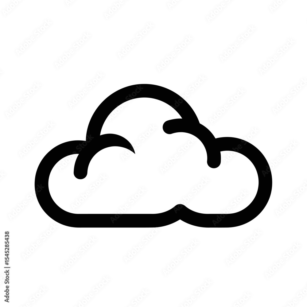 Poster isolated graphic of a cloud with a thick black outline on a white background in a simple design styl