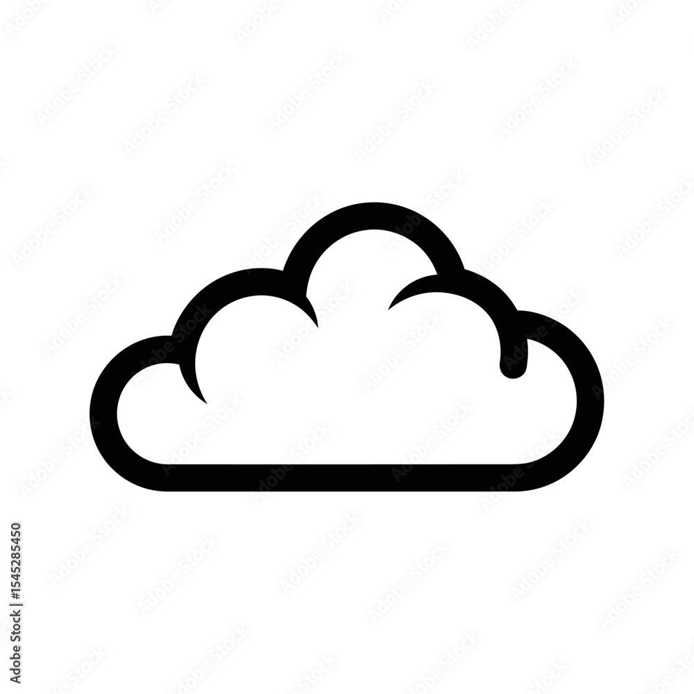 Aufkleber a simple black outline of a cloud on a white background representing weather or cloud computing icon