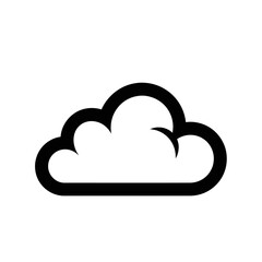 A simple black and white cloud icon with a thick outline on a plain white background illustration style