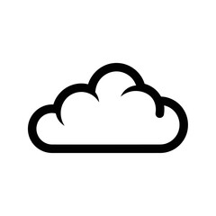 A simple black outline of a cloud on a white background representing weather or cloud computing icon