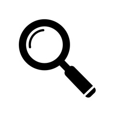 A simple graphic of a black magnifying glass with a handle on a plain white background image design