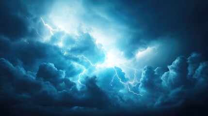 Naklejka premium Dramatic storm clouds filled with intense lightning