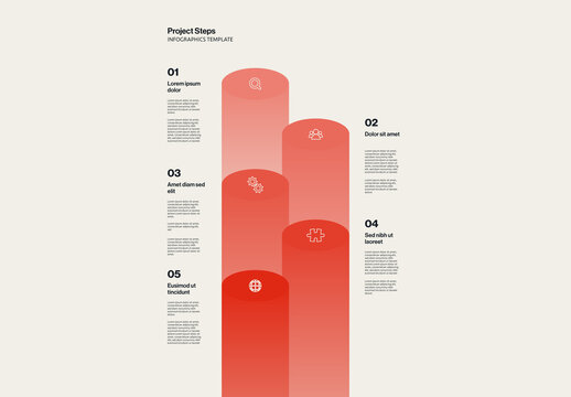 Vertical Timeline Infographic Template with Columns and Project Steps Layout