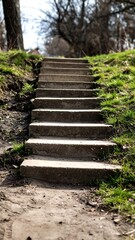 Concrete Steps Park Path Spring.