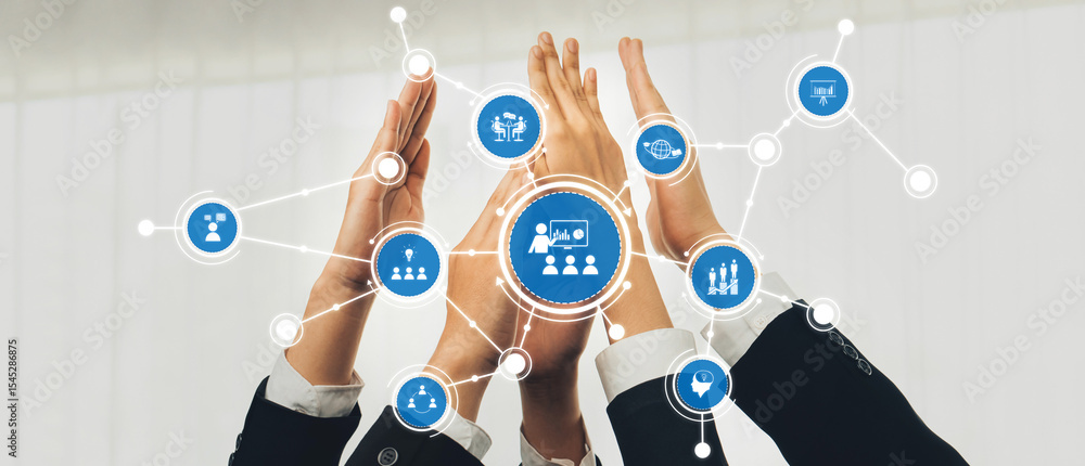 Poster a visual representation of collaboration and teamwork, showcasing hands coming together to signify u