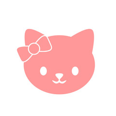 Cute pink cat head silhouette with bow – minimalist vector for children’s crafts, pet-themed designs, and playful branding.