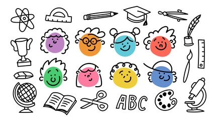 Stick Figure Kids: Stick Figures, Children, Colorful, School, Education, Smiley, Signs, Icons (Nr. 7)