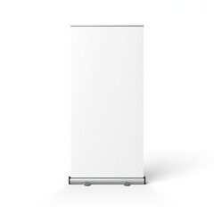 Blank retractable banner stand isolated on white background, studio shot