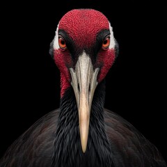 Fototapeta premium a frontal face portrait of a crane