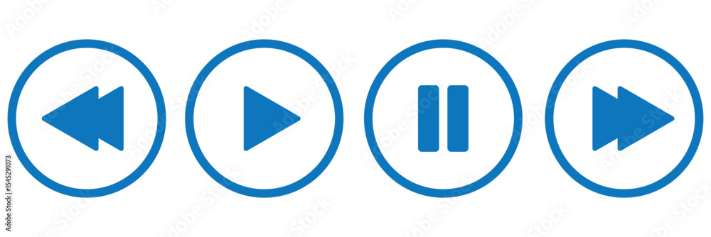 Poster media player button icons set.pause, rewind, fast forward play video icon collection.vector illustra