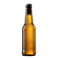 Cold beer bottle isolated on transparent background