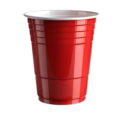 Red plastic party cup isolated on transparent background