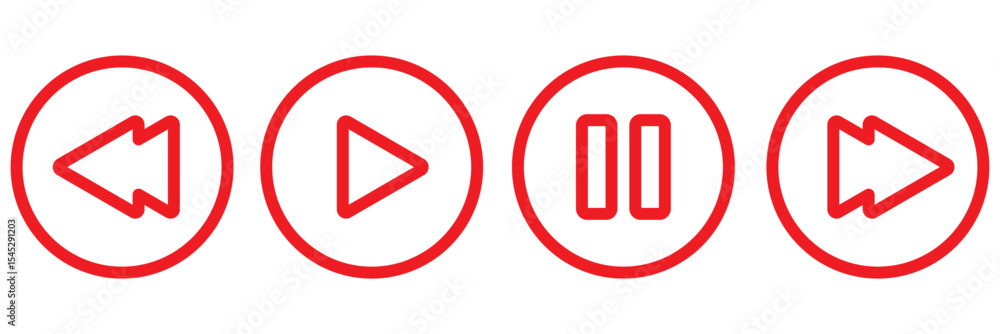 Poster media player button icons set.pause, rewind, fast forward play video icon collection.vector illustra