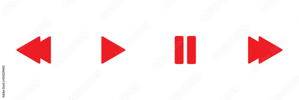 Poster media player control icon set, interface multimedia symbols, play and pause buttons icon set, ideal 