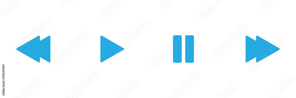 Poster media player buttons. pause, rewind, fast forward icon. music player buttons. ui elements. ui templa