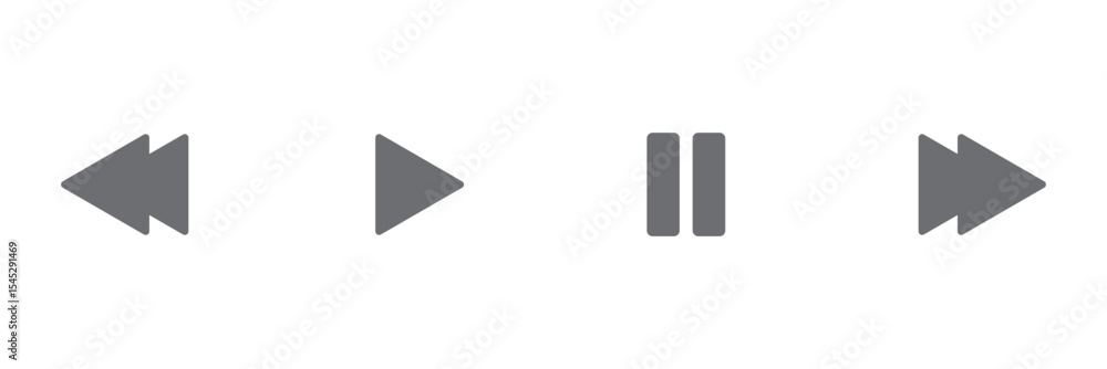 Poster media player control icon set, interface multimedia symbols, play and pause buttons icon set, ideal 