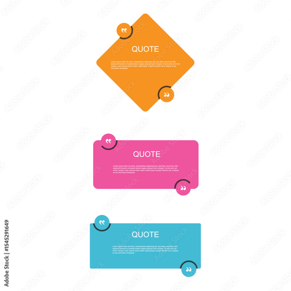 Poster text box quote speech bubble icon set vector design.