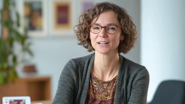 Professional Portrait: A sophisticated and competent woman, captured in a high-definition portrait, wearing glasses and exuding confidence and intelligence, demonstrating her expertise in her field.