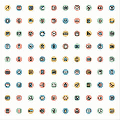A comprehensive collection of vector web icons for business, media, and shopping, perfect for website design