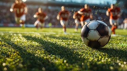 On the football field, players sprint across the lush green turf