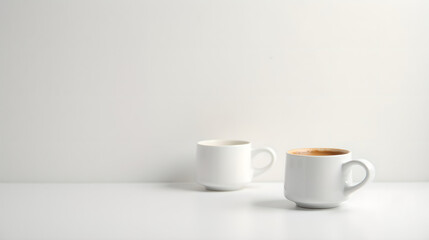 Minimal coffee set on white desk
