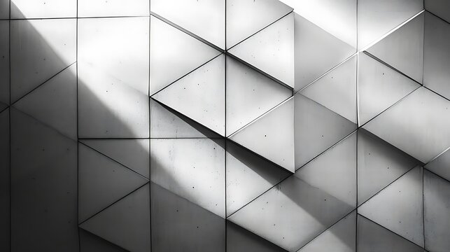 Geometric Concrete Wall with Sunlight.