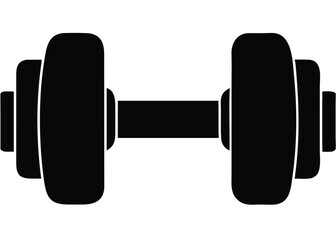Dumbbell black silhouette icon, dumbbell icon vector