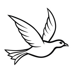 Minimalist Flying Bird Silhouette Spread Wings Vector Graphic