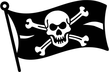 pirate flag with a skull and crossbones silhouette, skull and crossbones flag silhouette vector