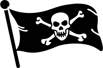 pirate flag with a skull and crossbones silhouette, skull and crossbones flag silhouette icon