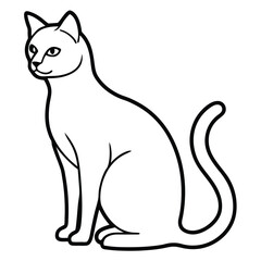 Minimalist Cat Silhouette Icon Black and White Vector Illustration