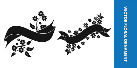 vector illustration of flower elements on black background